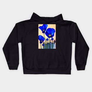 STYLISH BLUE POPPY Kids Hoodie